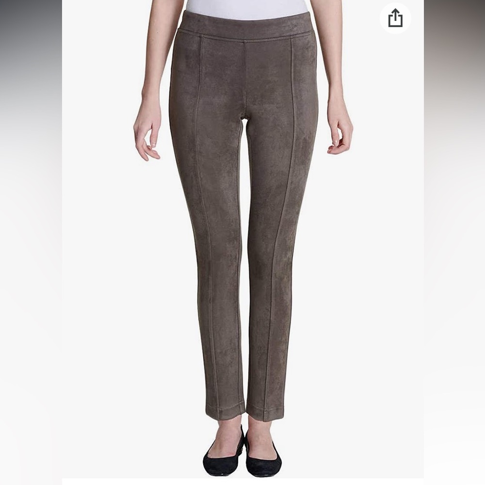 Andrew Marc Faux Suede Gray / Brown High Rise Leggings - Large